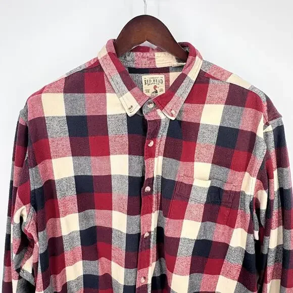Red Head Brand Co Shirt Mens 2XL Red Plaid Flannel Long Sleeve Button Front - Picture 3 of 11